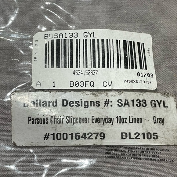 Ballard Design Parsons Chair Linen Slipcover in Gray - Picture 4 of 4